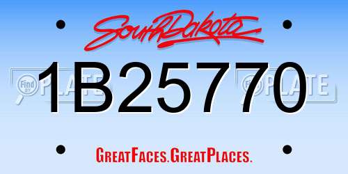 1B25770 South Dakota License Plate
