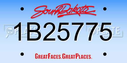 1B25775 South Dakota License Plate
