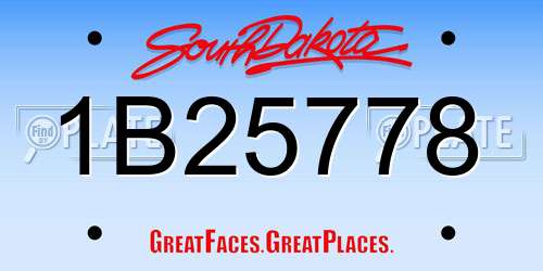 1B25778 South Dakota License Plate