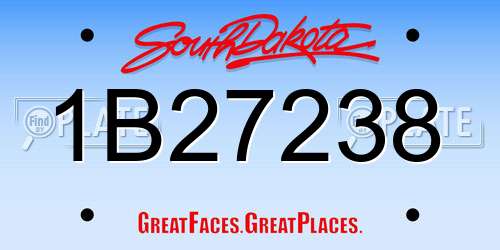 1B27238 South Dakota License Plate