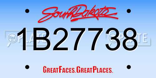 1B27738 South Dakota License Plate