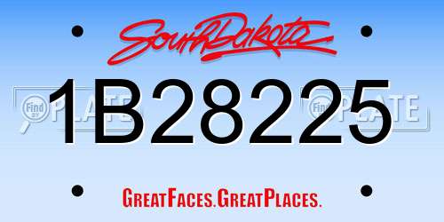 1B28225 South Dakota License Plate