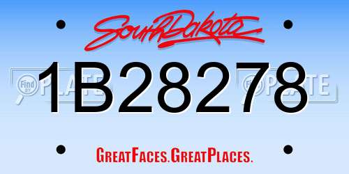 1B28278 South Dakota License Plate