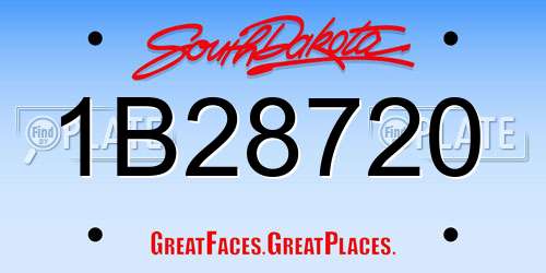 1B28720 South Dakota License Plate