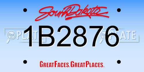 1B2876 South Dakota License Plate