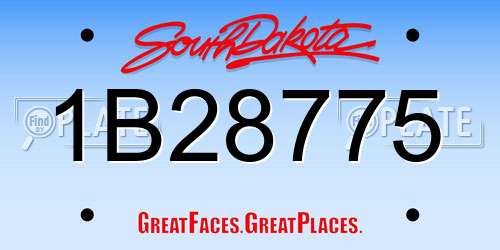 1B28775 South Dakota License Plate