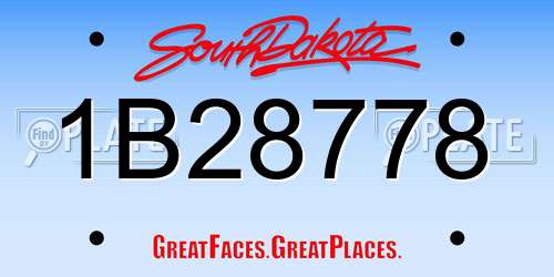1B28778 South Dakota License Plate