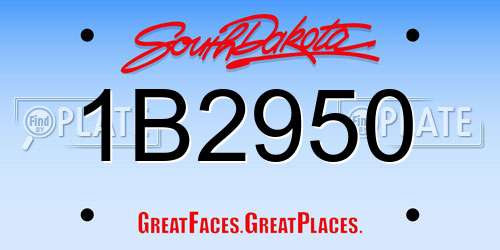 1B2950 South Dakota License Plate