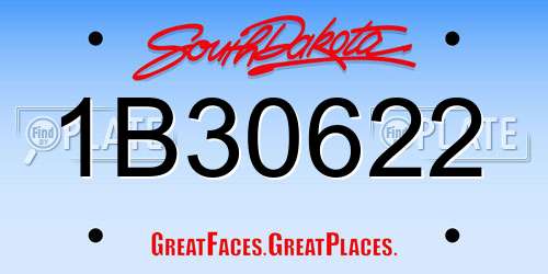1B30622 South Dakota License Plate