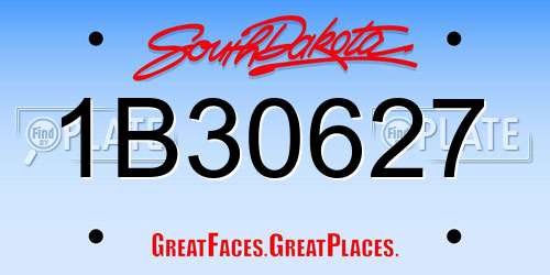 1B30627 South Dakota License Plate