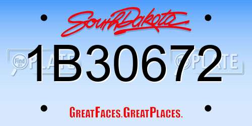 1B30672 South Dakota License Plate