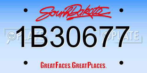 1B30677 South Dakota License Plate