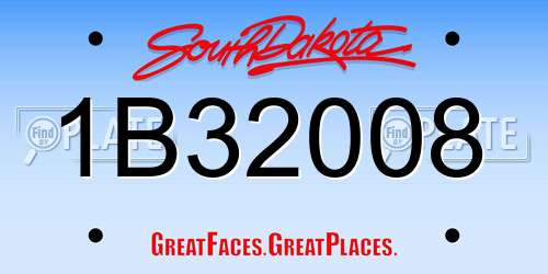 1B32008 South Dakota License Plate