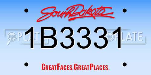 1B3331 South Dakota License Plate