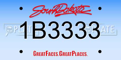 1B3333 South Dakota License Plate