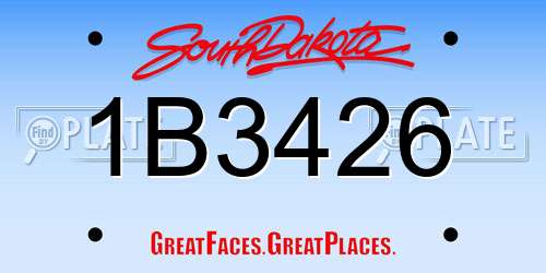 1B3426 South Dakota License Plate