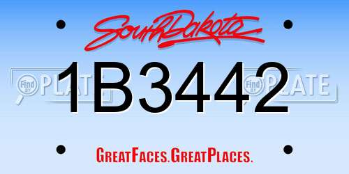1B3442 South Dakota License Plate