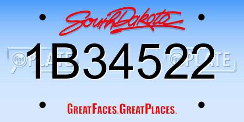 1B34522 South Dakota License Plate