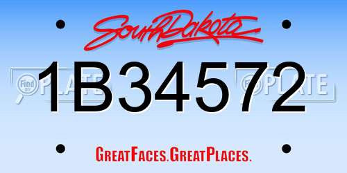 1B34572 South Dakota License Plate