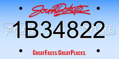 1B34822 South Dakota License Plate