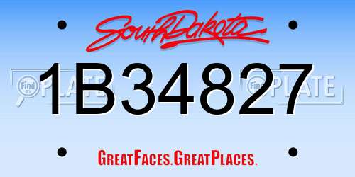1B34827 South Dakota License Plate