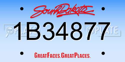 1B34877 South Dakota License Plate