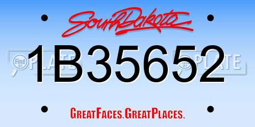 1B35652 South Dakota License Plate