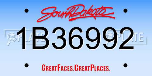 1B36992 South Dakota License Plate