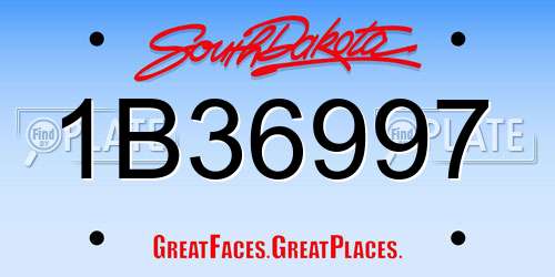 1B36997 South Dakota License Plate