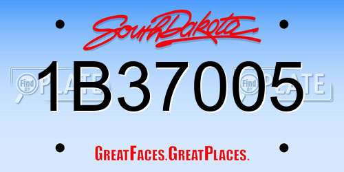 1B37005 South Dakota License Plate