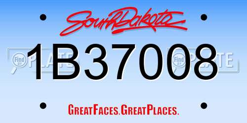 1B37008 South Dakota License Plate