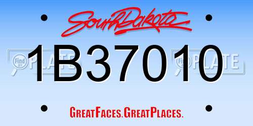 1B37010 South Dakota License Plate