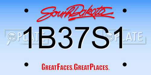 1B37S1 South Dakota License Plate