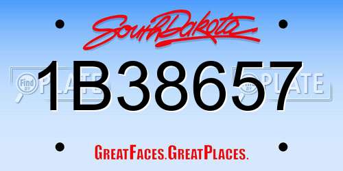 1B38657 South Dakota License Plate
