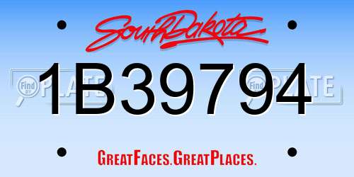 1B39794 South Dakota License Plate