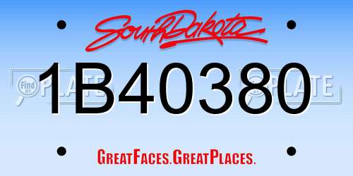 1B40380 South Dakota License Plate