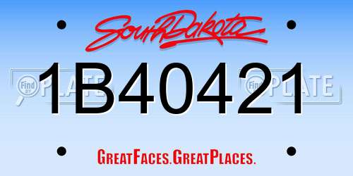 1B40421 South Dakota License Plate