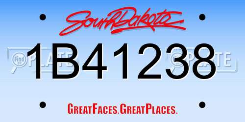 1B41238 South Dakota License Plate
