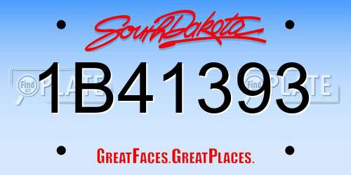 1B41393 South Dakota License Plate
