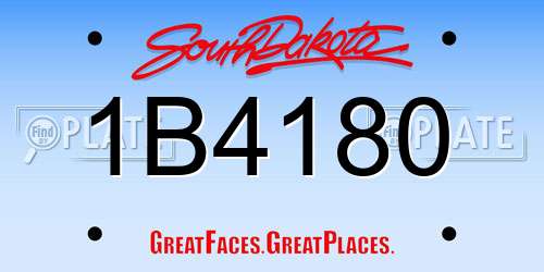1B4180 South Dakota License Plate