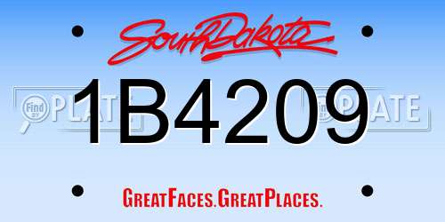 1B4209 South Dakota License Plate
