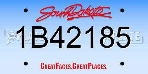 1B42185 South Dakota License Plate