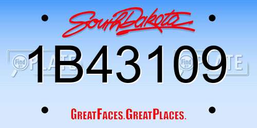 1B43109 South Dakota License Plate