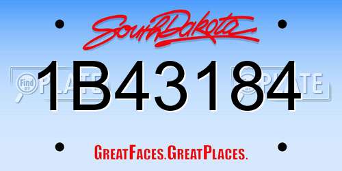1B43184 South Dakota License Plate