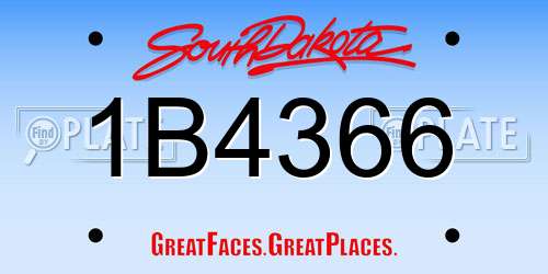1B4366 South Dakota License Plate