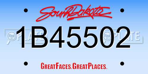 1B45502 South Dakota License Plate