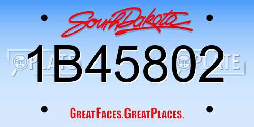 1B45802 South Dakota License Plate