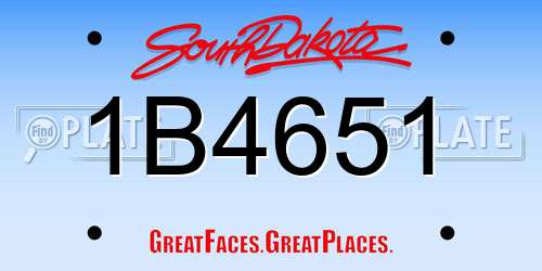 1B4651 South Dakota License Plate