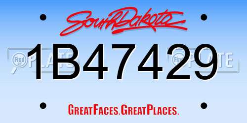1B47429 South Dakota License Plate