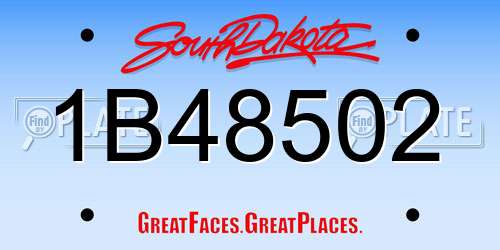 1B48502 South Dakota License Plate